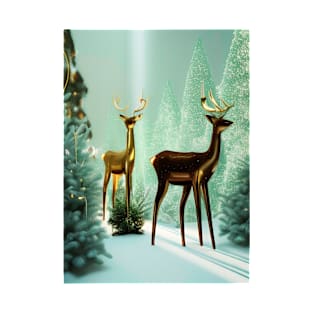 Beautiful Golden Christmas Deers T-Shirt