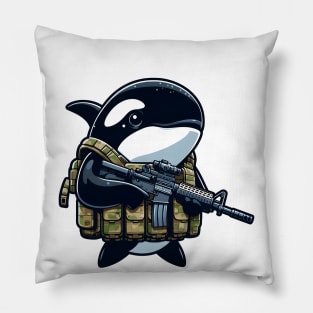 Tactical Orca Majesty Tee: Where Strength Meets Oceanic Elegance Pillow