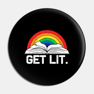 Vintage Retro Get Lit With Book Pin