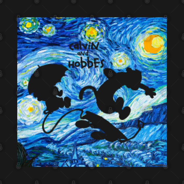 calvin and hobbes starry night t shirt