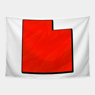 Bright Red Utah Outline Tapestry