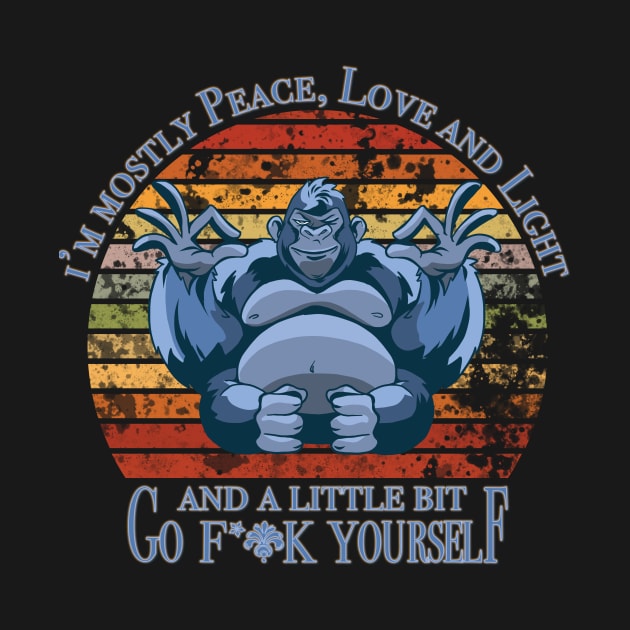 I'm Mostly Peace Love And Light - Yoga Retro Vintage by JTYDesigns