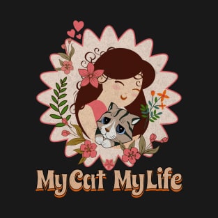 My cat my life valentine love T Shirt T-Shirt