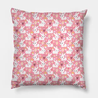 Easter Bunny Pink Pattern Pillow