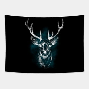 Graphic Reindeer white on grunge texture Tapestry