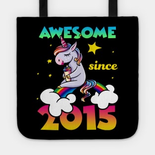 Cute Awesome Unicorn Since 2015 Rainbow Gift Tote