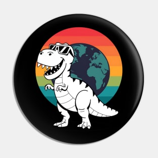 Kids Earth Riding Trex Sunset Dinosaur Boys Kids Pin
