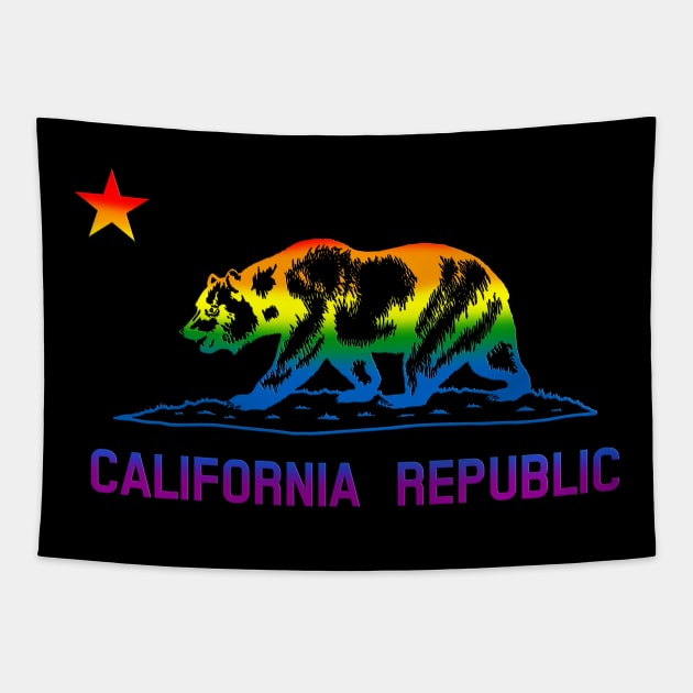 California Republic LGBTQ Gay Pride State Flag Tapestry by TeeCreations