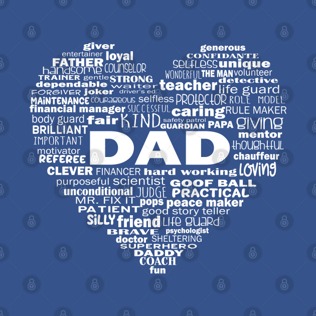 Dad Heart Word Cloud - White - Dad - T-Shirt