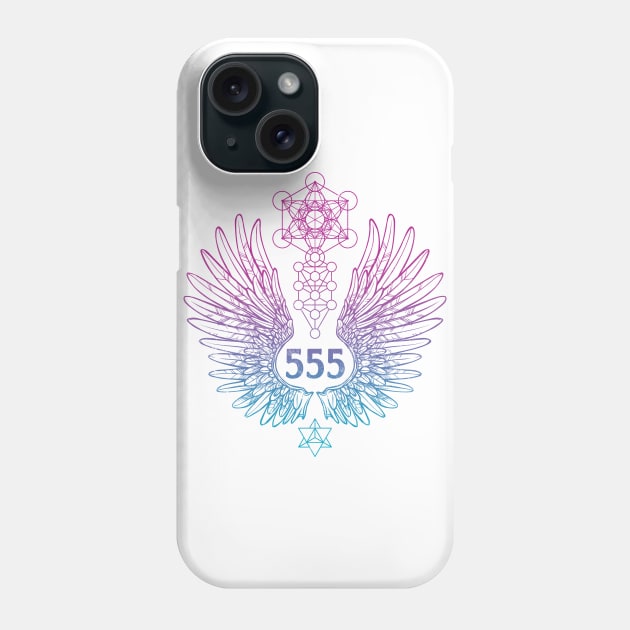 Angel Number 555 Sacred Geometry Phone Case by LadyMoldavite