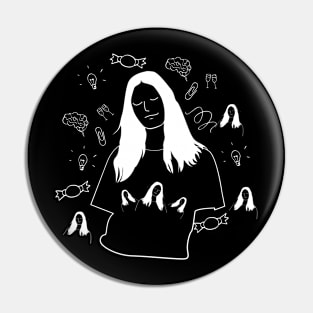 Chill Girl White doodle Pin