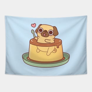 Cute Pug In Custard Pudding Funny Tapestry