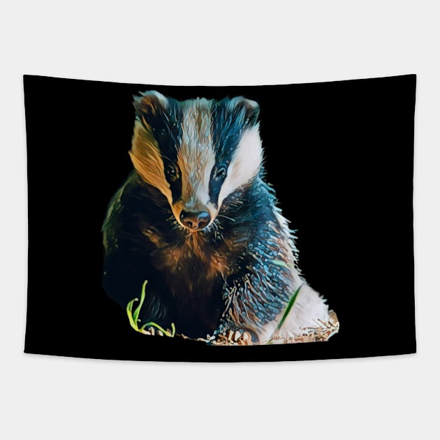 Badger - Woodland Themed Kids Room, Funny Gifts For Forester, Cute Animals Tapestry by Shirtsmania