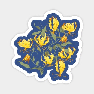 Gloriosa - yellow on navy Magnet