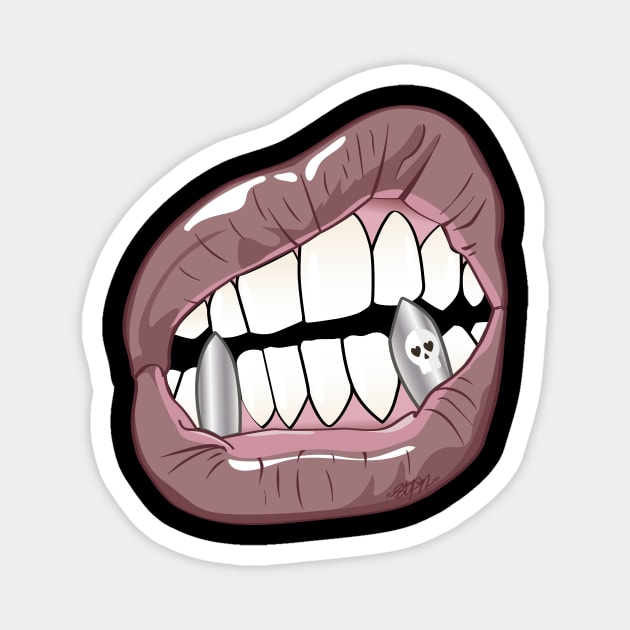 Mouth with Silver Teeth (for Face Mask) Magnet by madebystfn