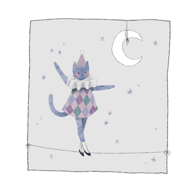 Moon Kitty Tightrope Circus Act by Cati Daehnhardt