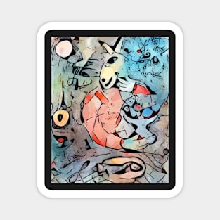 Miro meets Chagall (La veste rouge) Magnet