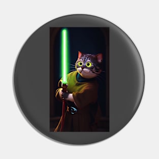 Fun Cat Print ~ AI Art ~ Fantasy Cat ~ Sci-fi Cat ~ Cats with Lightsabers Pin