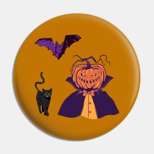 Pumpkin, Cat, Bat - Scary halloween Pin