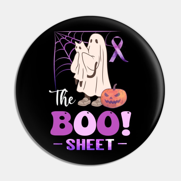 The boo sheet - Domestic Violence - Halloween Purple Ribbon Pin by CoolFuture