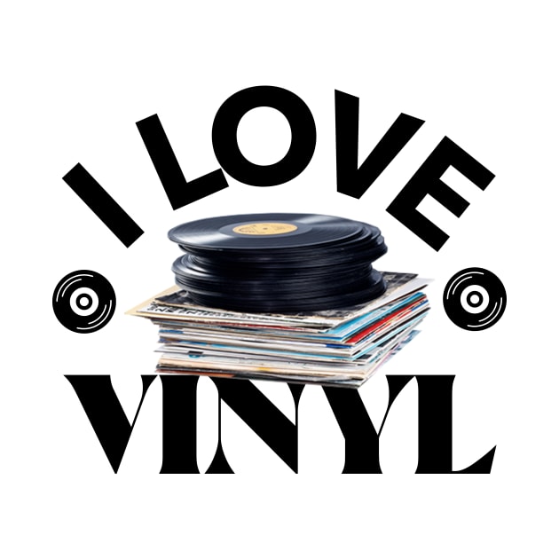 I LOVE VINYL (black) by DISCOTHREADZ 