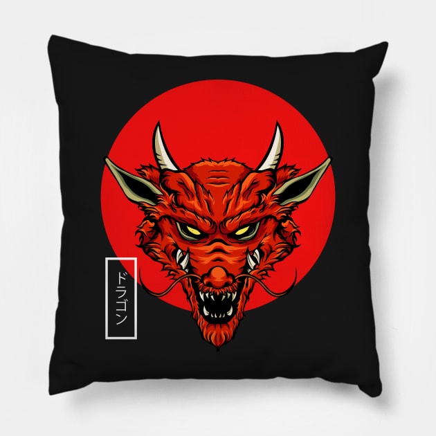 Red Dragon Pillow by Indraokta22