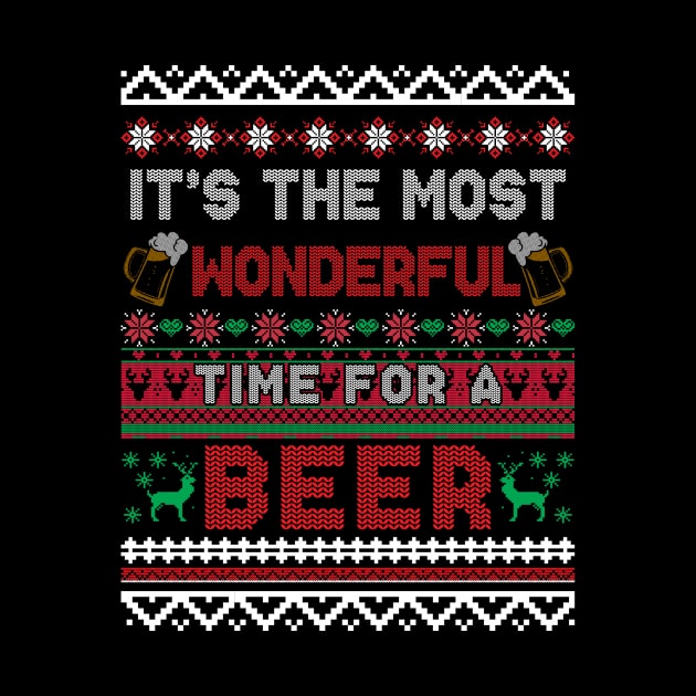 It's The Most Wonderful Time For A Beer Ugly Christmas Sweater by kamahashirt