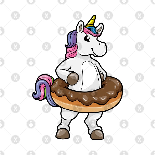 Happy unicorn in a chocolate donat by Markus Schnabel