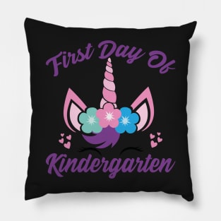 Unicorn With Purple Text | First Day of Kindergarten Pillow