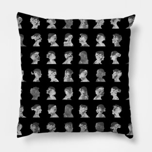 Black and White Watercolour face silhouette pattern Pillow
