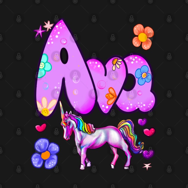 Ava Girls and womens unicorn Personalized Custom name Ava by Artonmytee