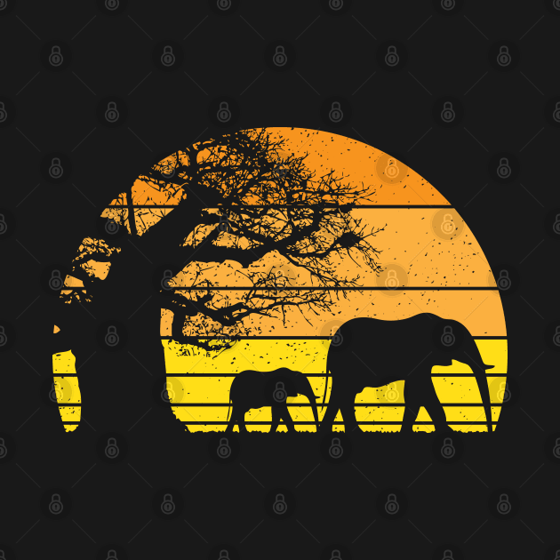 Elephant Safari Vintage Sunset Baobab Africa Flag by BraaiNinja