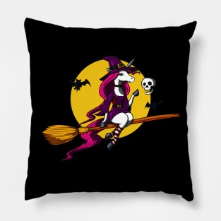 Unicorn Witch Halloween Pillow