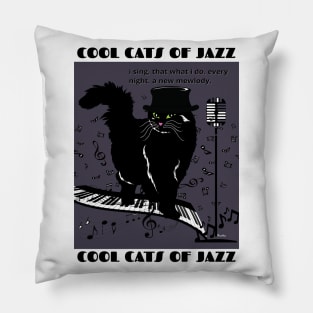 Cool Cats of Jazz-black cat Pillow