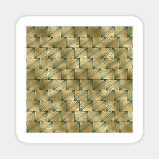 Teal and Gold Vintage Art Deco Lined Diamond Pattern Magnet