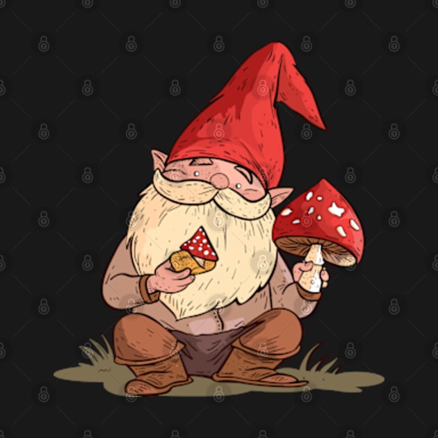 A cute gnome gathering mushrooms. by peculiarbutcute