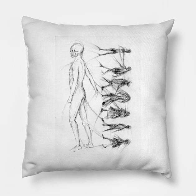 Pencil Sketch of Shadow People Pillow by WaterGardens