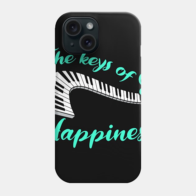 Piano Player Gift Keys Of Happiness Keyboard Music Teacher Print Phone Case by Linco