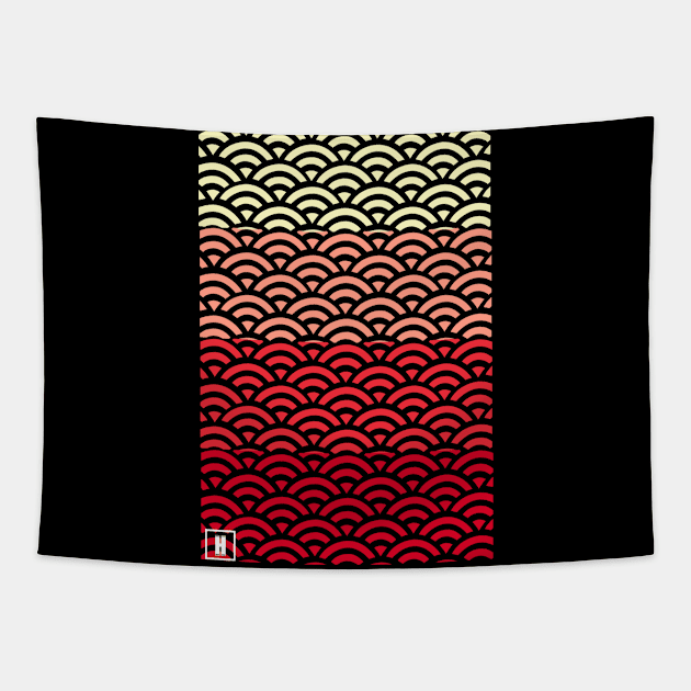 Retro Japanese Clouds Pattern RE:COLOR 21 Tapestry by HCreatives