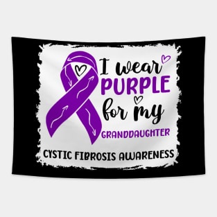 I Wear Purple For My Granddaughter Cystic Fibrosis Awareness Tapestry