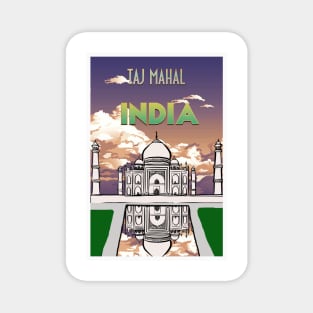 Taj Mahal Retro Travel Poster Magnet