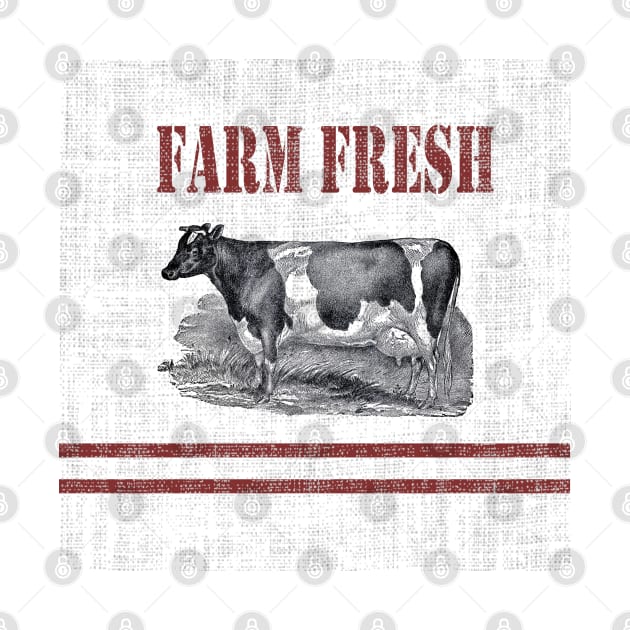 Farm fresh french country stripe burlap dairy cow by Tina