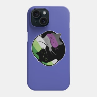 Aroace Yin Yang Cat LGBT Asexual Aromantic Pride Flag Phone Case