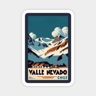 A Vintage Travel Art of Valle Nevado - Chile Magnet