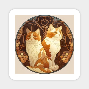 Two Cats - Art Nouveau Style Magnet