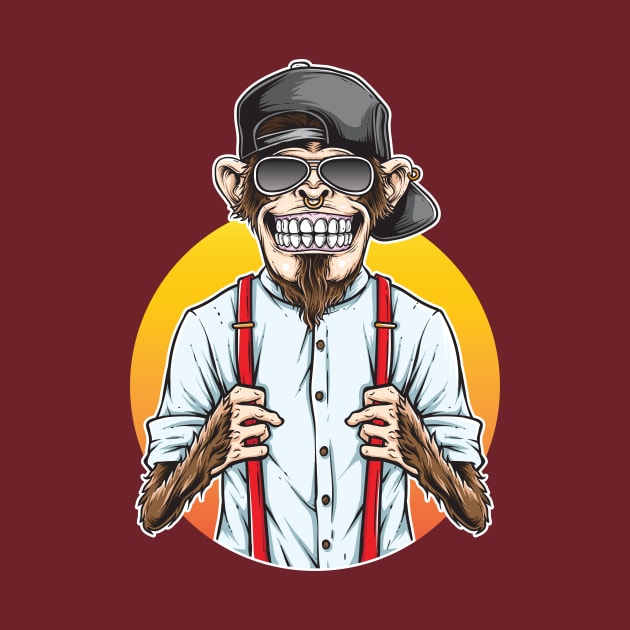 Hip Cool Monkey - Millennial Monkey by Printaha