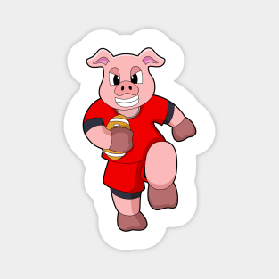 Pig at Football Sports Magnet