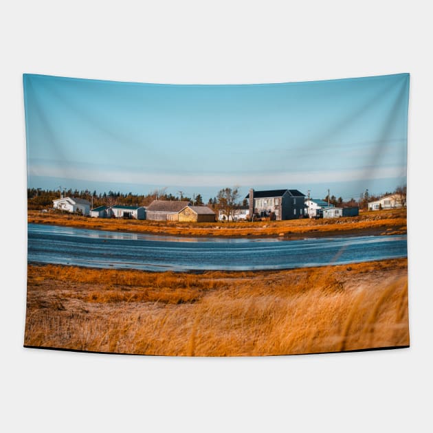 Maisonnette Fishing Village in New-Brunswick, Canada V2 Tapestry by Family journey with God