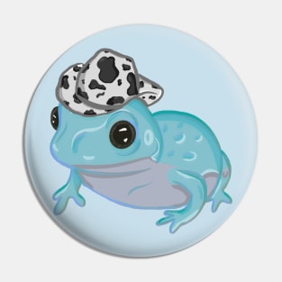 Blue Frog Wearing Cowboy Hat Pin