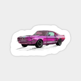 Classic Mustang Pink Magnet